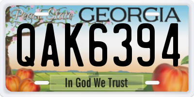 GA license plate QAK6394