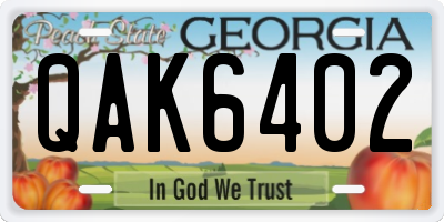 GA license plate QAK6402