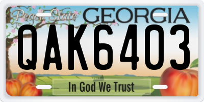 GA license plate QAK6403