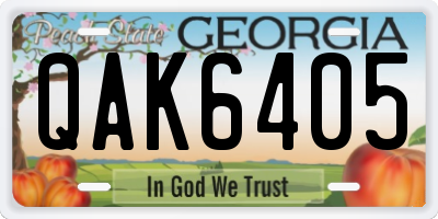 GA license plate QAK6405