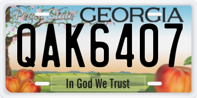 GA license plate QAK6407
