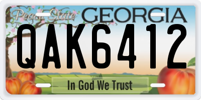 GA license plate QAK6412