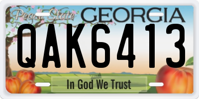 GA license plate QAK6413