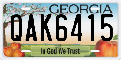 GA license plate QAK6415