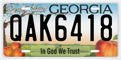 GA license plate QAK6418