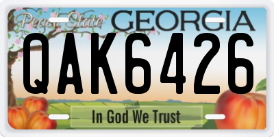 GA license plate QAK6426