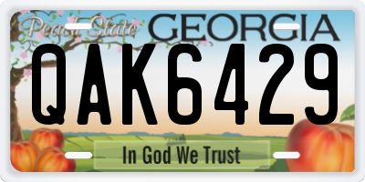 GA license plate QAK6429