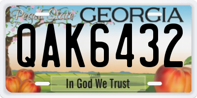GA license plate QAK6432