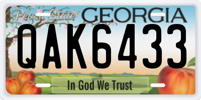 GA license plate QAK6433