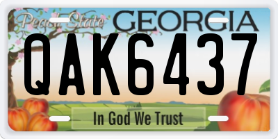 GA license plate QAK6437