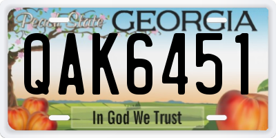 GA license plate QAK6451