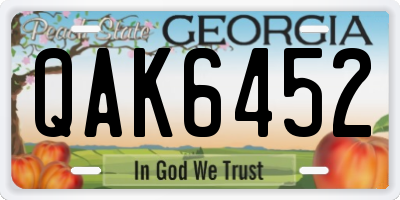 GA license plate QAK6452