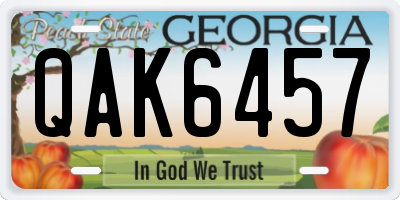 GA license plate QAK6457