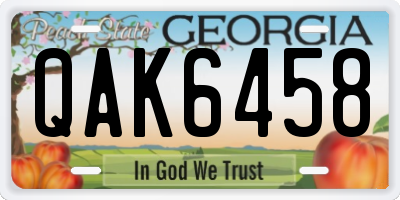 GA license plate QAK6458