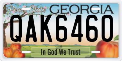 GA license plate QAK6460