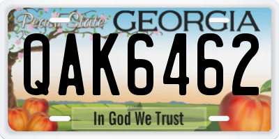 GA license plate QAK6462