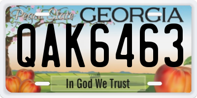 GA license plate QAK6463