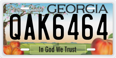 GA license plate QAK6464