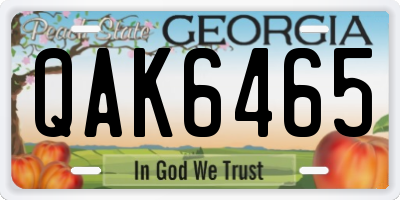 GA license plate QAK6465