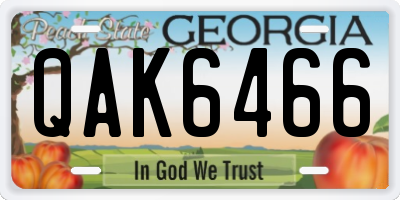 GA license plate QAK6466