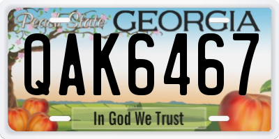 GA license plate QAK6467