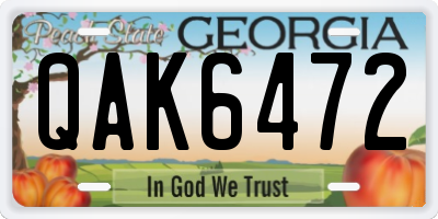 GA license plate QAK6472
