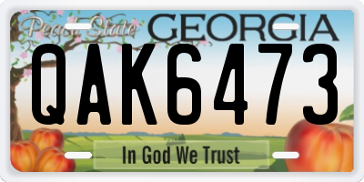 GA license plate QAK6473
