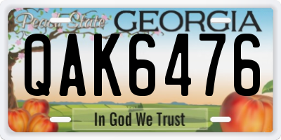 GA license plate QAK6476