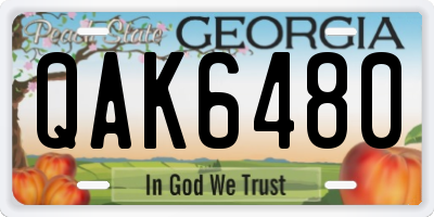 GA license plate QAK6480