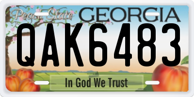 GA license plate QAK6483