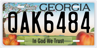 GA license plate QAK6484