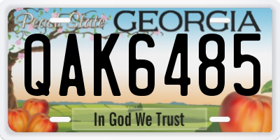 GA license plate QAK6485