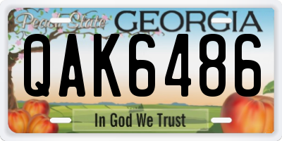 GA license plate QAK6486
