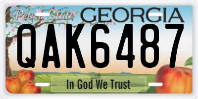 GA license plate QAK6487