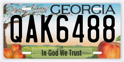 GA license plate QAK6488