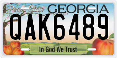 GA license plate QAK6489