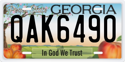 GA license plate QAK6490