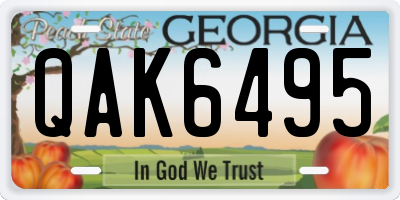 GA license plate QAK6495