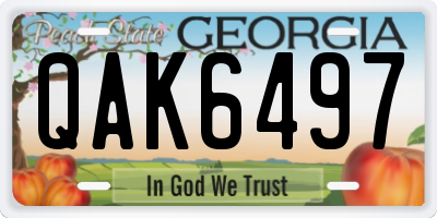 GA license plate QAK6497