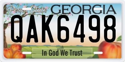 GA license plate QAK6498