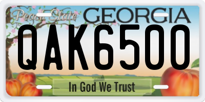 GA license plate QAK6500