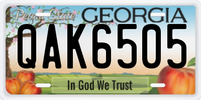 GA license plate QAK6505