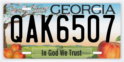 GA license plate QAK6507