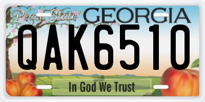 GA license plate QAK6510