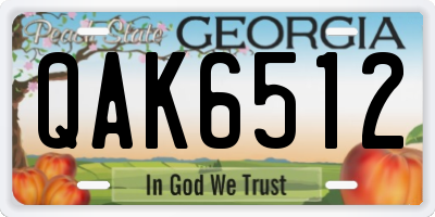 GA license plate QAK6512