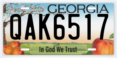 GA license plate QAK6517