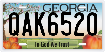 GA license plate QAK6520