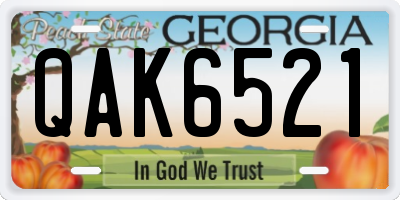 GA license plate QAK6521