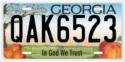 GA license plate QAK6523