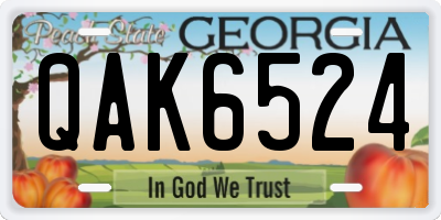 GA license plate QAK6524
